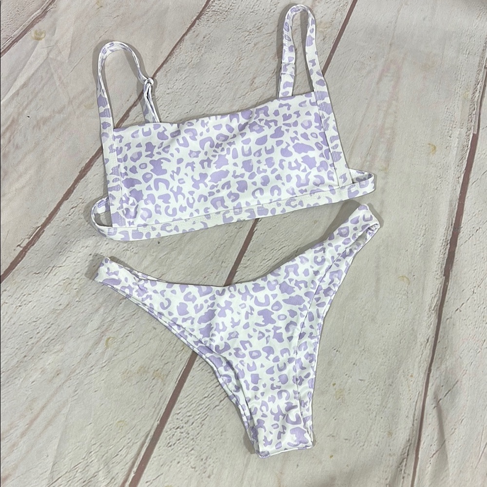 Purple Leopard Print Bikini Set Size M
